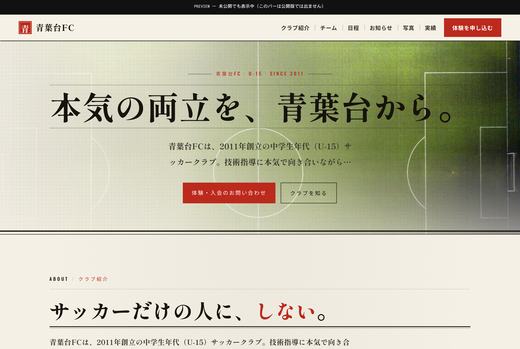 Newsprint を適用したクラブのページ